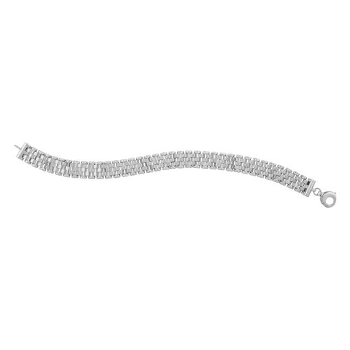 14k White Gold Faceted Panther Link Chain Bracelet - Image 2