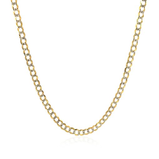14k Two Tone Gold Pave Curb Chain (2.60 mm) - Image 2