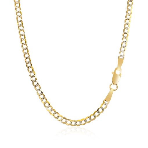 14k Two Tone Gold Pave Curb Chain (2.60 mm) - Image 3