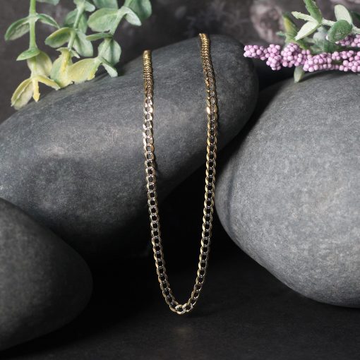 14k Two Tone Gold Pave Curb Chain (2.60 mm) - Image 5