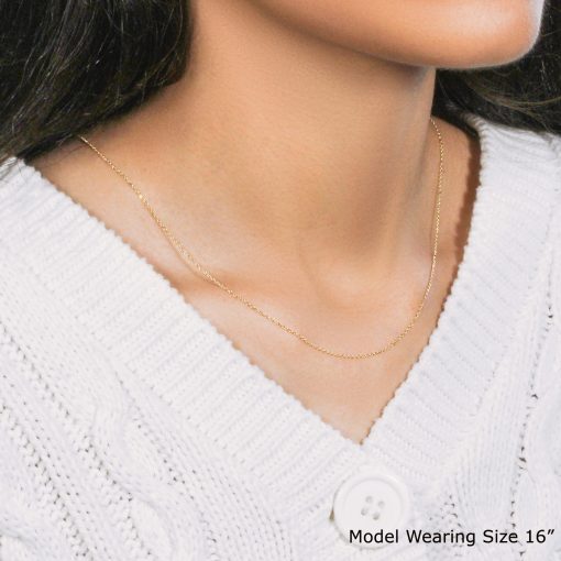 10k Yellow Gold Diamond Cut Cable Link Chain (0.87 mm) - Image 2