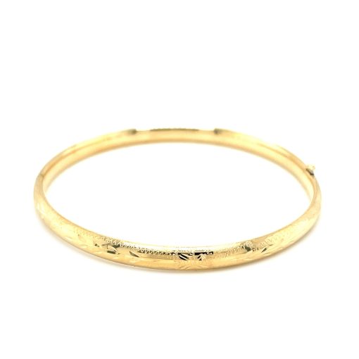 10k Yellow Gold Botanical Pattern Florentine Bangle - Image 2