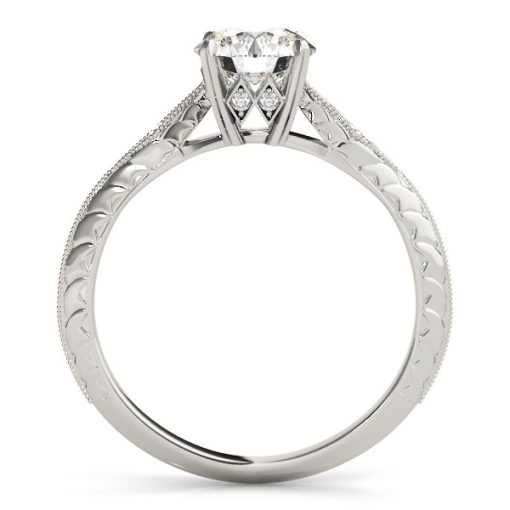 14k White Gold Diamond Engagement Ring with Side Clusters (1 1/8 cttw) - Image 2