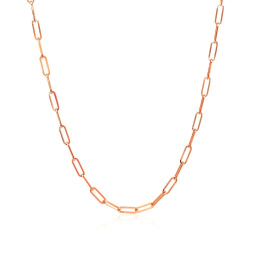 14K Rose Gold Delicate Paperclip Chain (2.10 mm) - Image 2