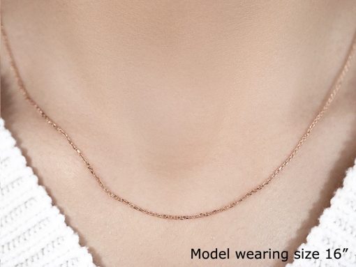18k Rose Gold Diamond Cut Cable Link Chain (1.10 mm) - Image 4