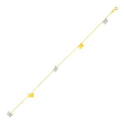14k Two Tone Gold Anklet with Butterflies