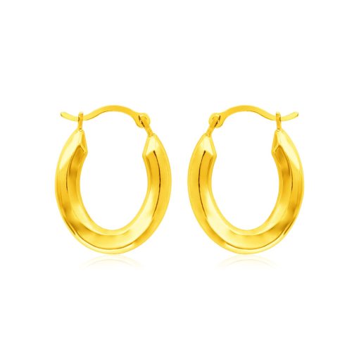 14k Yellow Gold Polished Oval Hoop Earrings