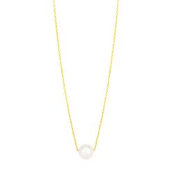 14k Yellow Gold 7mm Pearl Solitaire Necklace