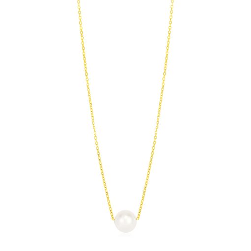 14k Yellow Gold 7mm Pearl Solitaire Necklace
