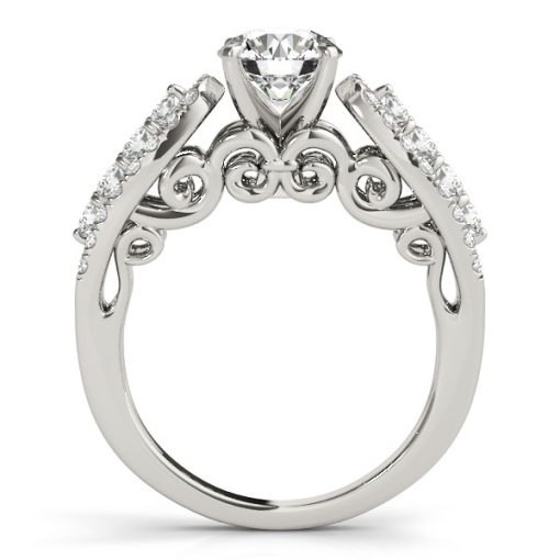 14k White Gold Multirow Shank Round Diamond Engagement Ring (1 1/2 cttw) - Image 2