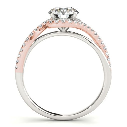 14k White And Rose Gold Bypass Band Diamond Engagement Ring (1 1/8 cttw) - Image 2