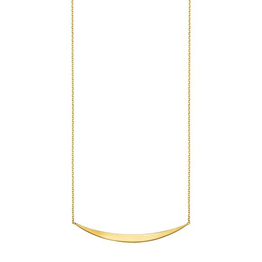 14k Yellow Gold Necklace with Polished Curved Bar Pendant
