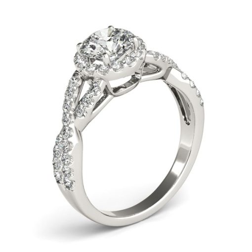 14k White Gold Entwined Split Shank Diamond Engagement Ring (1 1/2 cttw) - Image 2