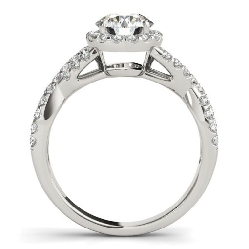 14k White Gold Entwined Split Shank Diamond Engagement Ring (1 1/2 cttw) - Image 3