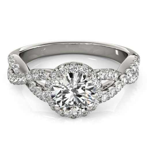 14k White Gold Entwined Split Shank Diamond Engagement Ring (1 1/2 cttw) - Image 4