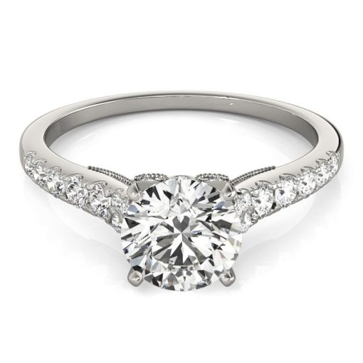 14k White Gold Diamond Engagement Ring With Single Row Band (1 3/4 cttw) - Image 2