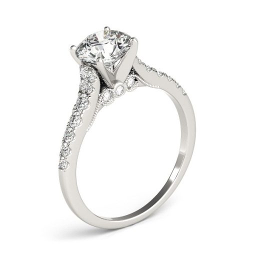 14k White Gold Diamond Engagement Ring With Single Row Band (1 3/4 cttw) - Image 3