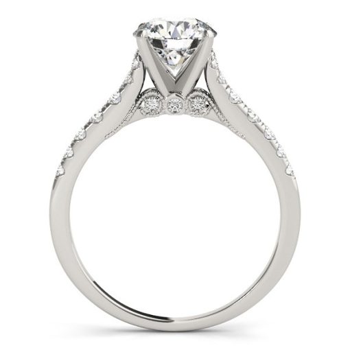 14k White Gold Diamond Engagement Ring With Single Row Band (1 3/4 cttw) - Image 4