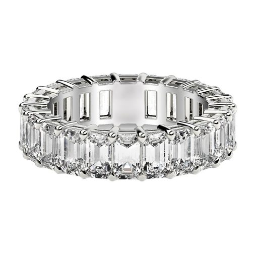 Emerald Cut Lab Grown Diamond Eternity Ring in 14k White Gold (6 cttw FG/VS2) - Image 2