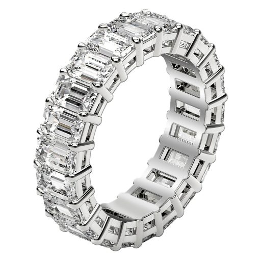 Emerald Cut Lab Grown Diamond Eternity Ring in 14k White Gold (6 cttw FG/VS2) - Image 4