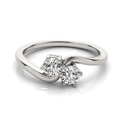 Solitaire Two Stone Diamond Ring in 14k White Gold (1/2 cttw) - Image 3