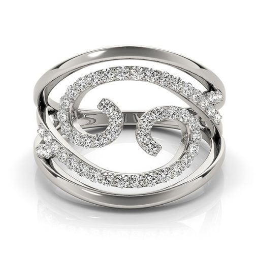 Swirl Design Diamond Ring in 14k White Gold (1/2 cttw) - Image 2