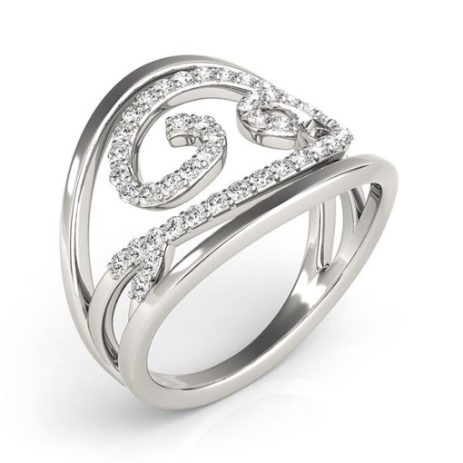 Swirl Design Diamond Ring in 14k White Gold (1/2 cttw) - Image 3
