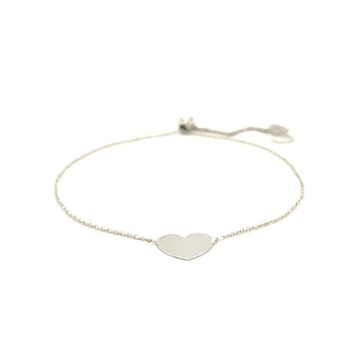 14k White Gold Adjustable Heart Bracelet (7.80 mm) - Image 2