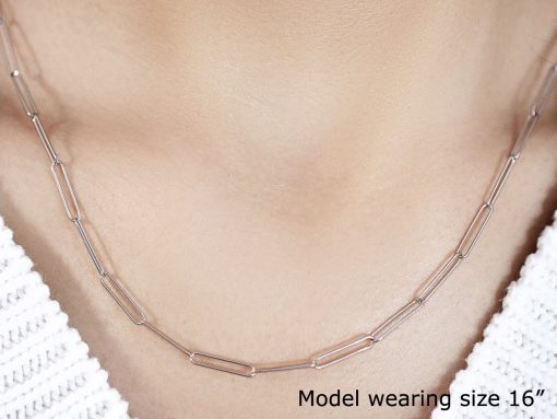 14k White Gold Wire Paperclip Chain (2.70 mm) - Image 5
