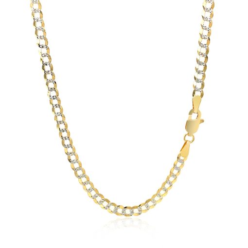 14k Two Tone Gold Pave Curb Chain (3.60 mm) - Image 2