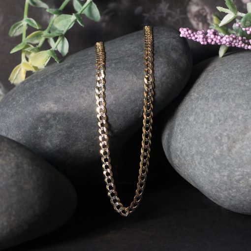14k Two Tone Gold Pave Curb Chain (3.60 mm) - Image 5