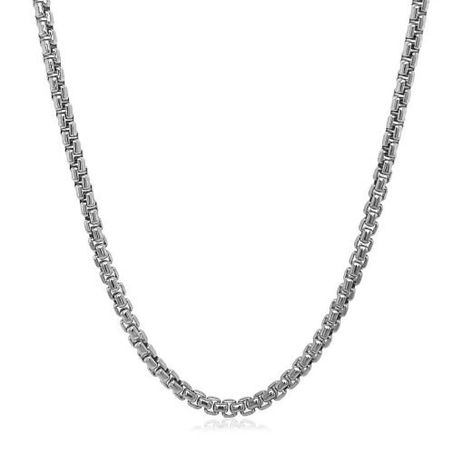 14k White Gold Solid Round Box Chain (2.50 mm) - Image 2