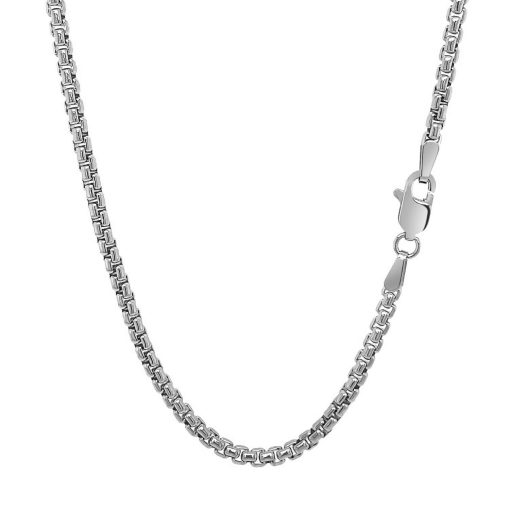 14k White Gold Solid Round Box Chain (2.50 mm) - Image 3
